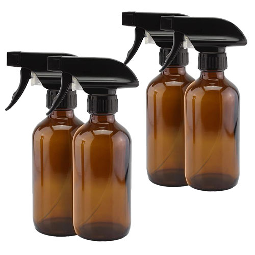 4本セット【8oz】235ml アンバー ガラス（スプレー） 遮光瓶