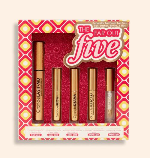 ホリデー限定セット☆ グランデラッシュMD 【The Far Out Five】 まつ毛美容液（フルサイズ） ・グランデブロウ・マスカラ2種類・リッププランパー 5点セット GrandeLASH-MD USA フルサイズ の まつげ美容液が入ったお得なセット