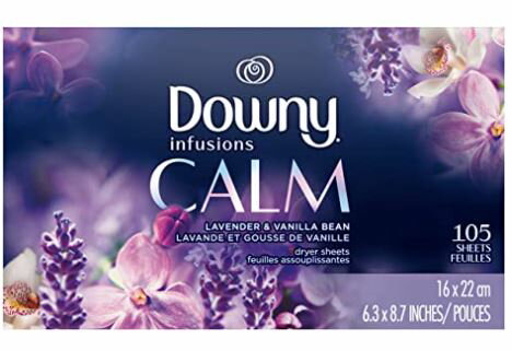 ダウニー ファブリックソフトナードライヤーシート　ラベンダー&バニラビーンDowny Infusions Fabric Softener Dryer Sheets, Lavender & Vanilla Bean 105枚入り