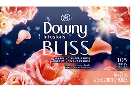 ダウニー ファブリックソフトナー ドライヤーシート スパークリングアンバー＆ローズの香りDowny Infusions Fabric Softener Dryer Sheets,Sparkling Amber Rose 105枚入り