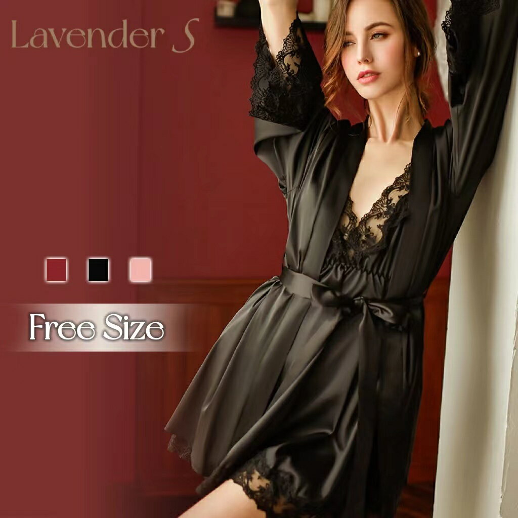 【送料無料】【即日発送】【レビュー特典】可愛いナイトガウン ベルト付き 花柄レース シルクのような光沢 高品質 キャミソールドレス別売り ランジェリー レディー...