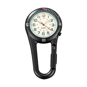 カラビナウォッチ ブラック 時計 防水 カラビナ ウォッチ 登山用 アウトドア バックパック用 カラビナ FOB時計 クリップ KARABIWHO-BK通販格安セール情報 楽天 通販