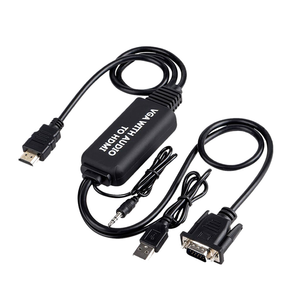 VGA to HDMI変換アダプタケーブル VGA HDMI 変換ケーブル VGA-HDMI 変換アダプタ 1.2m 3.5mmオーディオコード付き VGHDHENN