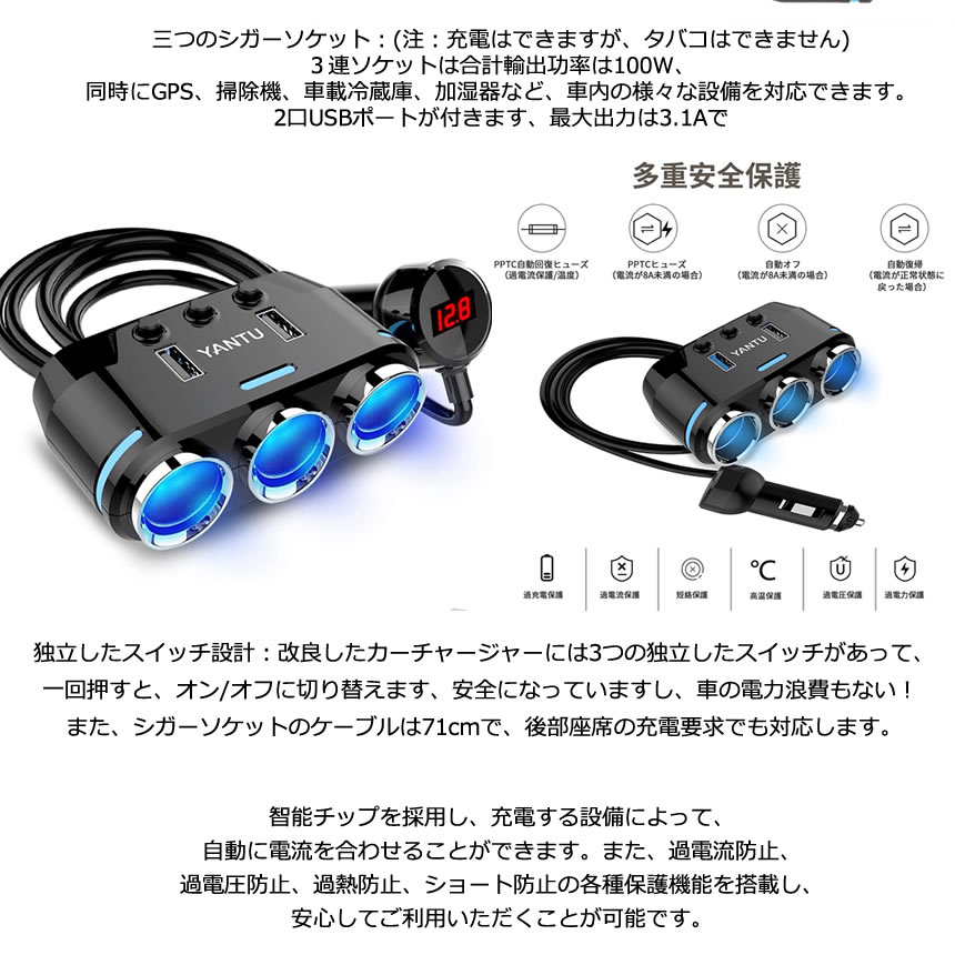 送料無料 3ソケット 2口usb増設 シガーソケット分配器 3連 2口 Usbポート 定番のお歳暮 増設 カーチャージャー 電圧計 カー用品 24v 急速充電qc3 0 Led付 Soke32 自動車 対応 車載充電器 12v 送料無料 3ソケット 2口usb増設 シガーソケット分配器 3連 2口 Usbポート 定番のお歳暮 増設 カーチャージャー 電圧計 カー用品 24v 急速充電qc3 0 Led付 Soke32 自動車 対応 車載充電器 12v