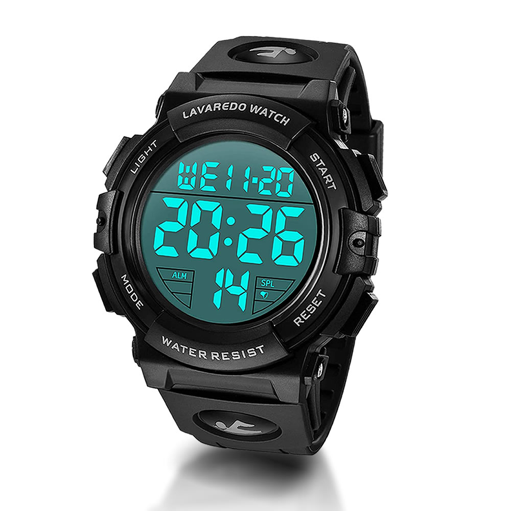 軽量 スポーツ LED デジタルウォッチ 腕時計 時間 日付 大きい文字 アラーム ストップウォッチ機能 50M 防水 SPODEGI