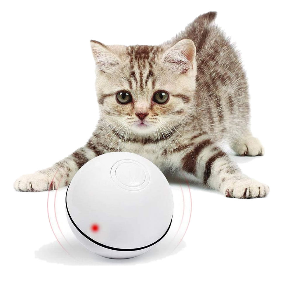 【送料無料】 猫用おもちゃ ホワイト 電動 光るボール 自動回転 猫じゃらし LEDボール LEDライト USB充電式 ABS樹脂製 ストレス解消 運動不足解消 トレーニング 360度回転 猫 ペット おもちゃ …