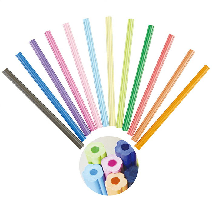 リサイクル色鉛筆12本セット 花型 樹脂 低減 リサイクル 環境負荷 樹脂製色 カラフル 廃棄用 再利用 鉛筆削 リスク 可愛 送料無料