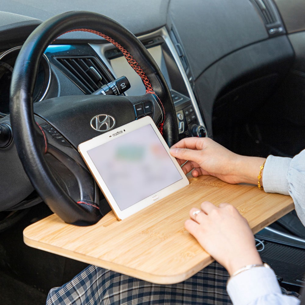 車用 ハンドル トレイ テーブル 木製 読書 ipad ドリンク ホルダー 運転席 パソコン 旅行 便利 送料無料