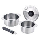 【 人気 お中元 送料無料 】 燕三 取っ手が取れる 鍋 2点セット 14cm 16cm ステンレス 兼用蓋 着脱ハンドル 日本製 IH 直火 対応着脱式鍋14...