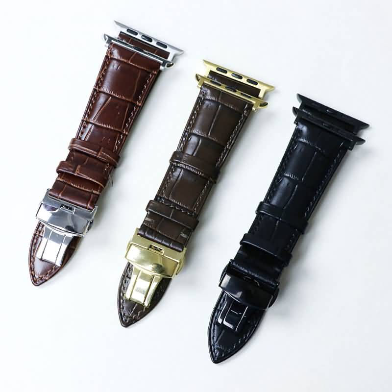 Apple watch 42mm/44mm バックル 4色有り 本革製 バンド アップルウォッチ バンド ベルト 取付簡単 38mm/40mm 交換用バンド 本革 アップルウォッチ バンド Apple watch series6 series5 series4 series3 series2 series1 SE 交換ベルト 腕時計バンド アップ ...