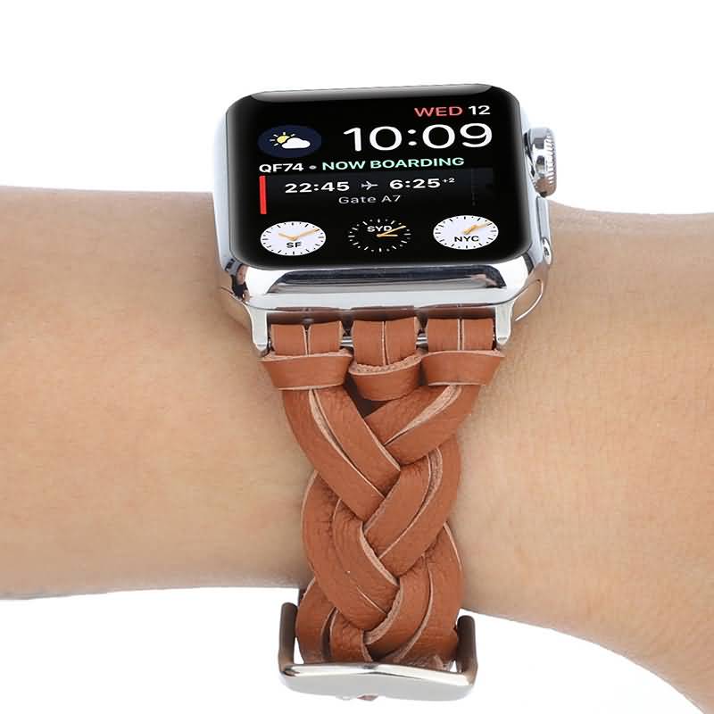 Apple watch 42mm/44mm 本革 編み バンド アップルウォッチ バンド ベルト 取付簡単 38mm/42mm 交換用バンド 本革 編み アップルウォッチ バンド Apple watch series6 series5 series4 series3 series2 series1 SE 交換ベルト 腕時計バンド アップル ウォッチ...