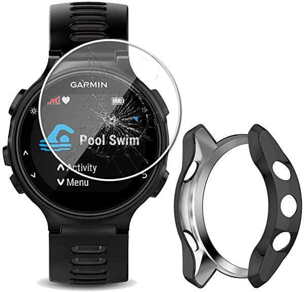 フイルム 2 ケース 1 セット Garmin ForeAthlete 745 ガラスフィルム カバー 擦り傷防止 指紋 汚れ防止 9H硬度 ぴったり対応 ...