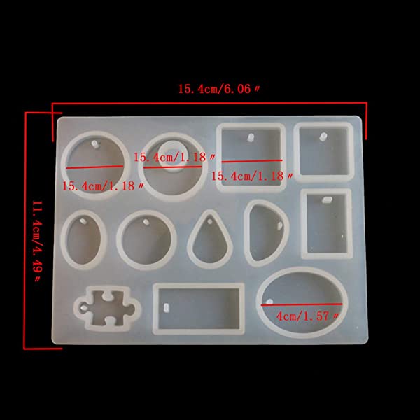 シリコンモールド 丸 四角 ドロップ など 12種類 穴あきタイプ ハンドメイド製作に 送料無料