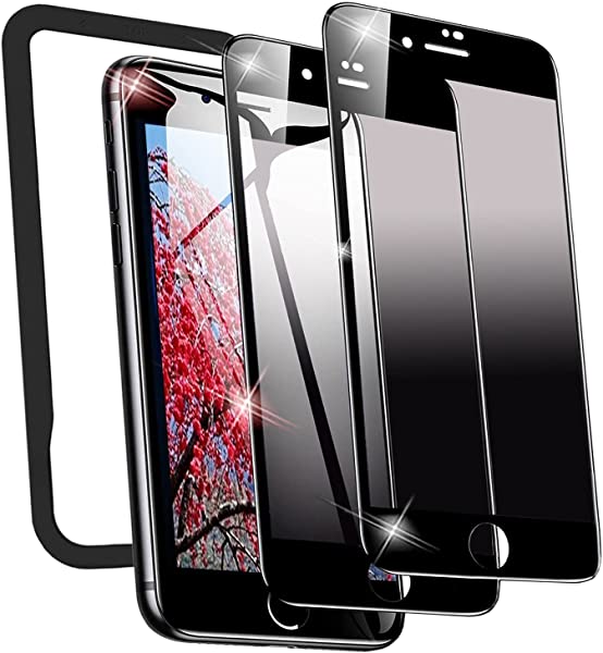 2枚入り 28°覗き見防止フィルム iPhone SE 第2世代(2020) 8 7強化ガラスフィルム, 4.7インチ 画面割れ防止 滑らかなタッチ操作 ...