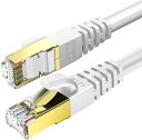 30m CAT8 LANケーブル カテゴリー8 超高速 最大40Gbps 2000MHz CAT8準拠 26AWG RJ45 SFTP 二重シールド ツメ折れ防止 モデム ADSL 光回線 有線ケーブル 屋外 ラップトップ プリンター IPカメラ PoE PS3 PS4 Macbook XBox等に対応 (30m ホワイト)