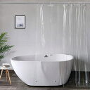 シャワーカーテン 透明 ビニールカーテン バスカーテン ユニットバス 浴室 間仕切り クリア 軽量 フック付き 120x220cm ロング丈 丈220cm