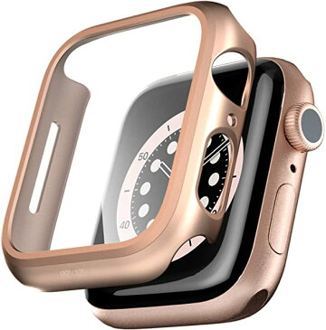 Apple Watch 6 SE 5 4 ケース 保護フィルム アップルウォッチ6 カバー 全面保護 耐衝撃 PC アクセサリー 対応 (40mm, ローズゴールド) 送料無料