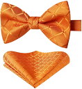オレンジ 蝶ネクタイ メンズ ワンタッチ 蝶ネクタイ チーフ セット 絹シルク ボウタイ 結婚式 ペイズリー 柄 クリップ式 簡単着脱 礼服 プレゼント 送料無...