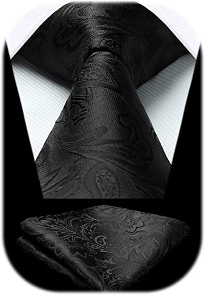 ネクタイ メンズ ペイズリー 柄 黒 ネクタイ ポケットチーフ セット ブラック ネクタイ 花柄 結婚式 フォーマル シルク ビジネス おしゃれ ブランド 男性...