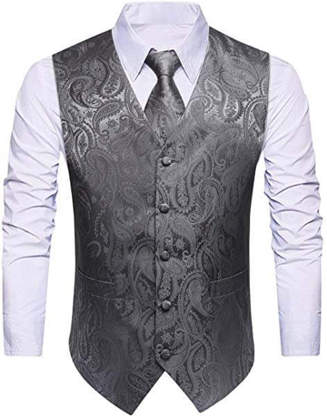 グレー スーツ ベスト メンズ フォーマル 柄ベスト ジレ ネクタイ チーフ 3点セット 2ポケット Vネック タキシード 結婚式ベスト 紳士礼服 M