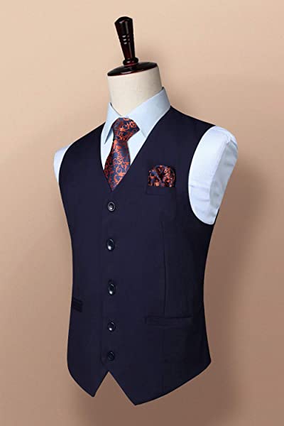 ベスト メンズ スーツベスト 結婚式 ビジネス チョッキ ジレ ベスト おしゃれ Vネック 尾錠付き スリムフィット フォーマル 紳士 礼服 (ネイビー/S) 送料無料