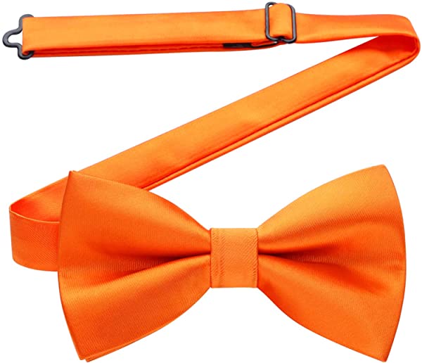 オレンジ 蝶ネクタイ メンズ ワンタッチ 無地 ボウタイ シルク 結婚式 演奏会 フック式 蝶 ネクタイ 簡単着脱 パーティー プレゼント 送料無料