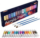 アクリル絵の具 アクリル顔料 16色セット ペイントブラシ3本付き 速乾 耐久 チューブ 12ml 手作り 布 石 ガラス セラミックに描...