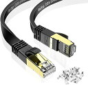 LANケーブル 20m CAT8 カテゴリ8 フラット 鍍金コネクタ RJ45 爪折れ防止 超高速 最大40Gbps 2000MHz 26AWG 二重シールド 企業用 ...