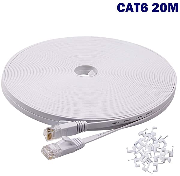 LAN֥ 20m ֥ͭ 󥱡֥ եåȥ CAT6 ͭlan֥ RJ45ͥ եåȥ֥ С...