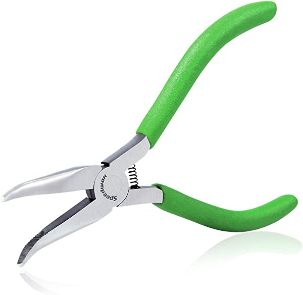 先曲がり ラジオペンチ 曲爪ヤットコ 溝付 マイクロ プライヤー 45°縦曲がり 135mm ミニチュア ヤット..