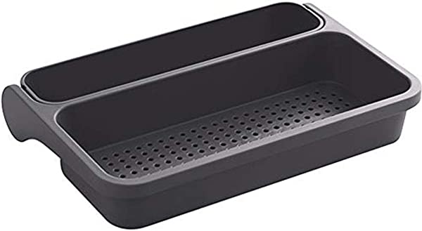 水切りラック 水切りかご カトラリーポケット 足なし 水切りラック 水が流れる 食器 吸盤付 野菜水切り 洗剤 ソープ スポンジ たわし入れ 立て折れてき プラスチック製キッチンメイト 灰色