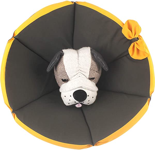 犬 猫 エリザベスカラー ペット用品 傷舐め防止 引っ掻き防止 調節可能 柔らかい 超軽量 布製（ブラッ..