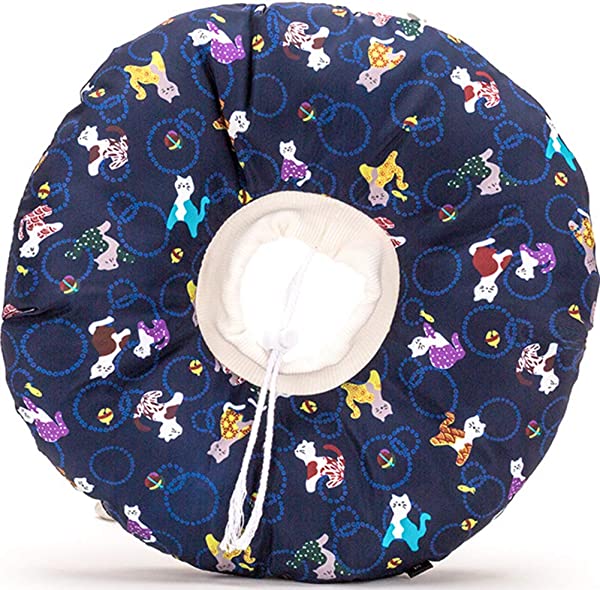 エリザベスカラー 犬用 猫用 軽量 介護 傷舐め防止 引っ掻き防止 手術後ケア 可愛い ネイビー S