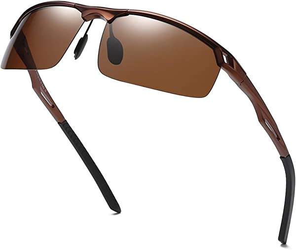 サングラス 偏光 スポーツ サングラス UV400 メンズ ブラウン sunglasses for men AL-MG合金 超軽量 運転 自転車 釣り ランニング ゴルフ用