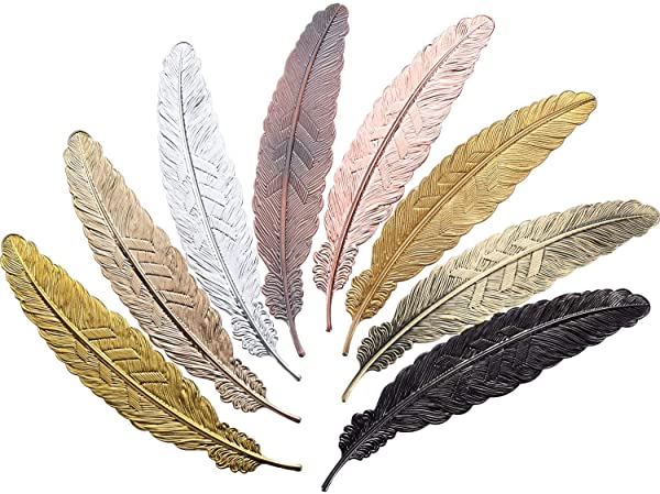 ブックマーク メタル フェザー アンティーク 羽しおり 可愛い ギフト 贈り物 金属 鳥の羽 シリーズ 8枚セット 送料無料