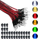 【60個入り】 5mm LED プレ配線 高輝度 砲弾型LED 12V用 6色あり- ホワイト ウォームホワイト レッド ブルー グリーン イエロー + 60個...