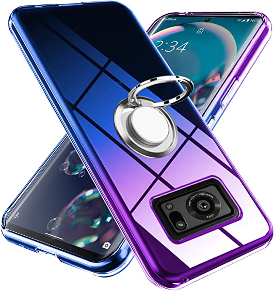 AQUOS R6 ケース リング 透明 SH-51B スマホケース ソフト tpu 薄型 軽量 シリコン グラデーション色 ケース 耐衝撃 指紋防止 車載ホルダー対応 防塵 一体型 人気 携帯カバー パープルブルー 送料無料
