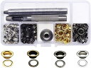 はとめパンチセット 両面ハトメ 6mm レザークラフト 【4色 120組】 スナップボタン 革真鍮 ハトメ玉 カシメ 座金 DIY用品 服装・帽子 バッグ 靴な...