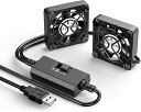 USBファン 4cm 2連 3段階風量調節 USB扇風機 冷却クーラー 強力 卓上 ミニファン 小型 送風機 PC 冷却ファン ボールベアリングモータ採用 5V...
