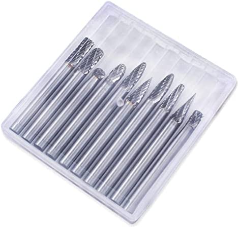 【10本入り】 リュータービット 超硬バー 6mm軸 刃幅6mm ドリルビット ロータリー工具 タングステン鋼..