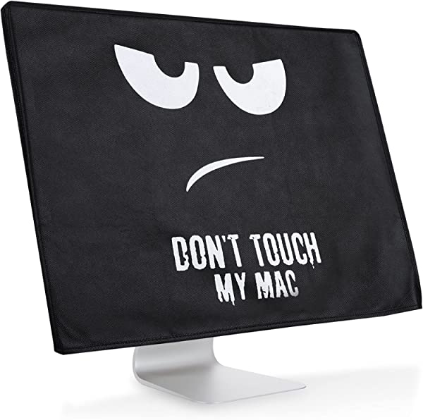 Apple iMac 24' モニター防塵カバー PC カバー ホコリよけ キーボード マウス ポケット付き Don't touch my Macデザイン...(白色 / 黒色)