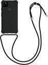 Google Pixel 4a 5G ケース 肩掛けケース ロープ ストラップ付き シリコン カバー 斜めがけ...(黒色) 送料無料