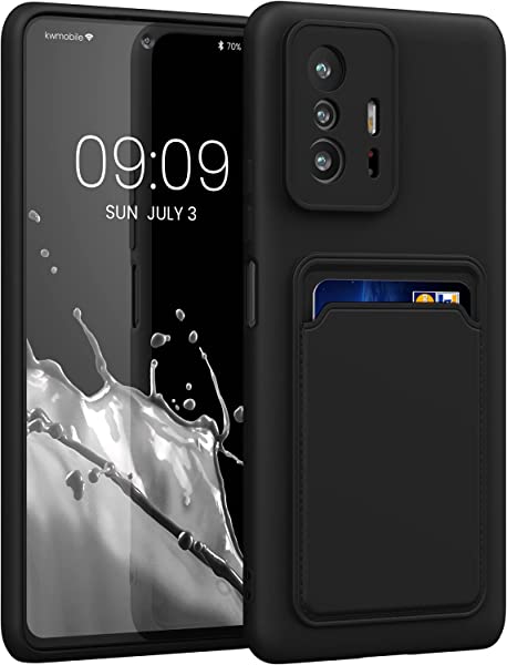 Xiaomi 11T / 11T Pro ケース -カードホルダー付き ソフト TPU シリコン 黒色マット 送料無料