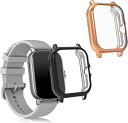 【2個セット】 Huami Amazfit GTS 3 / GTS 2 / GTS 2e ケース 保護ケース フルカバー シリコン 耐衝撃 全体保護 黒色/ピン...