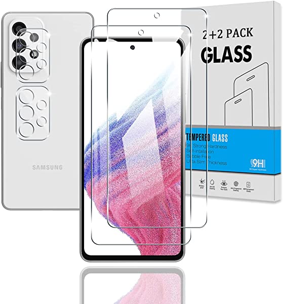【2+2枚セット】 Galaxy A53 5G ガラスフィルム 指紋認証 + カメラフィルム 【日本旭硝子 硬度9H】 Galaxy A53 5G SCG15 / SC-53C フィルム 強化ガラス 液晶 保護フィルム 3D Touch 高透過率 …