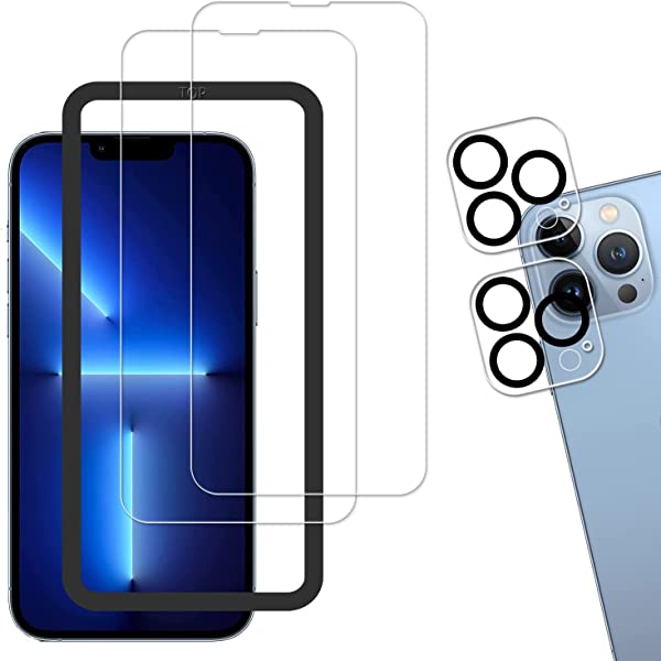 【ガイド枠付き 2+2枚セット】 日本素材製 強化ガラス iPhone13 Pro Max ガラスフィルム カメラフィルム カバー 保護フィルム 送料無料