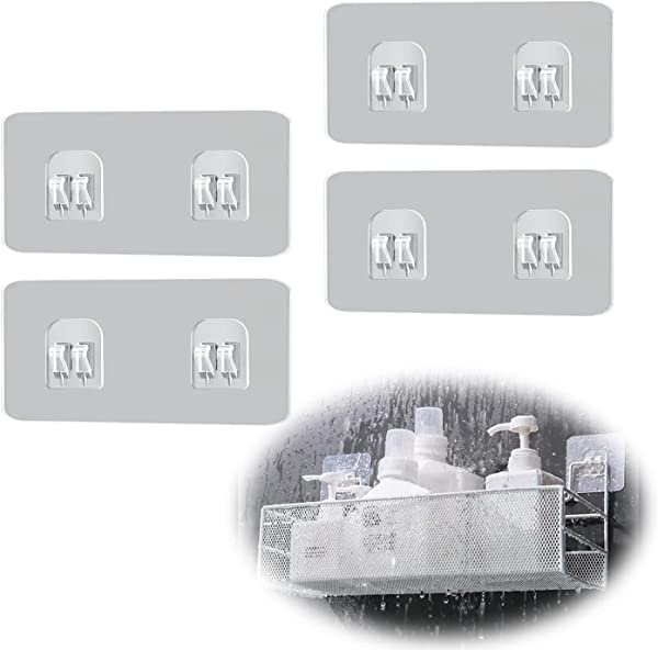 浴室ラックテープ 壁掛けラック用テープ (4枚セット) 鉄棚固定 風呂場 洗面所 裁断可 貼り付け跡なし 耐荷重10 壁傷つけない 強力粘着テープ 防水 トラン...