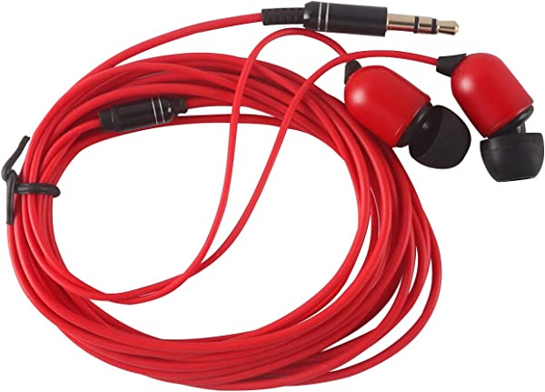 3.5mm有線イヤホン 3メートル長いコードイヤフォン 重低音 ステレオ カナル型 軽量 耐久 3mロングコードイヤフォン TVテレビ用 スマホ/タブレット/iPhone Android対応 コードが長い 断線しにくい (赤 マイクなし) 送料無料