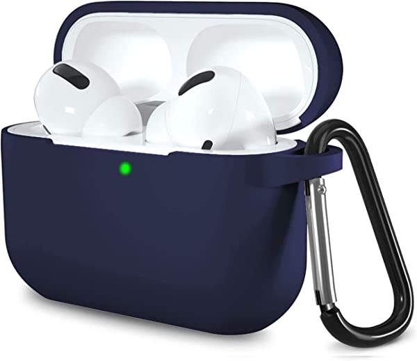 AirPods Pro 2 ケース AirPods Pro 第2世代用 ケース AirPods Pro2 保護カバー シリコン 保護ケース TPU 耐衝撃 シリコンケース カバー カラビナ付き リング 付き シリコン 収納ケース 軽量 防水 防塵 全面保護カバー ワイヤレス充電対応 (ダークブルー) ...