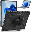 Surface Pro 8 ケース 耐衝撃 360°回転スタンド機能 マイクロソフト surface pro8 カバー (13 インチ) おしゃれ サーフェス プロ8 保護ケース 調節可能 丈夫 ハンドストラップ 防塵 多機能 実用 強い衝撃保護性能 (Surface Pro 8 (13 インチ) ブラック) ...